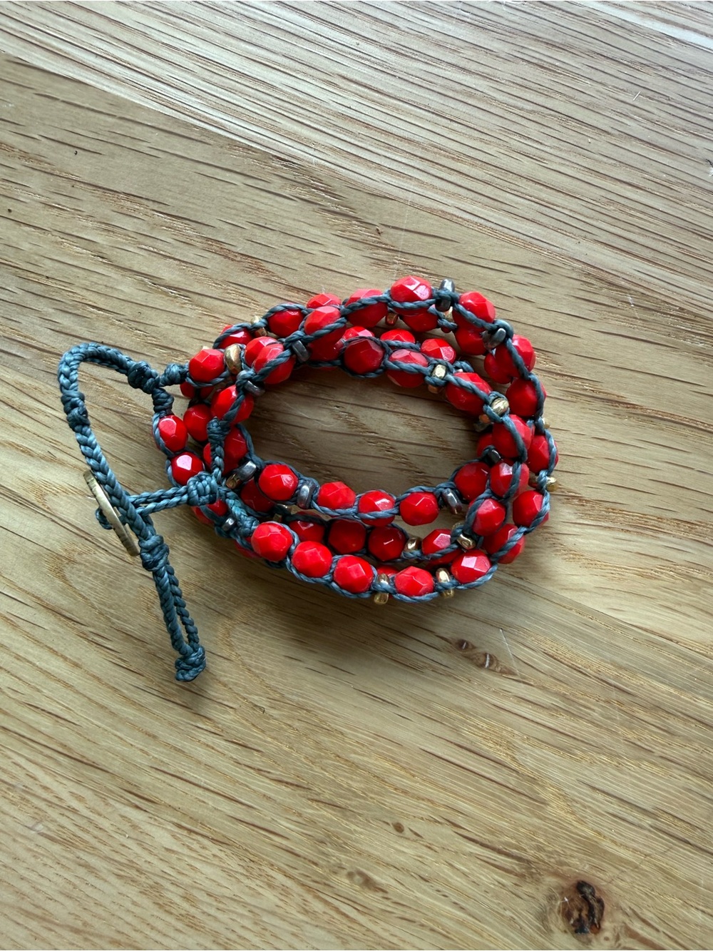 Bronwyn Red & Gold Beaded Wrap Bracelet - Women Jewelry